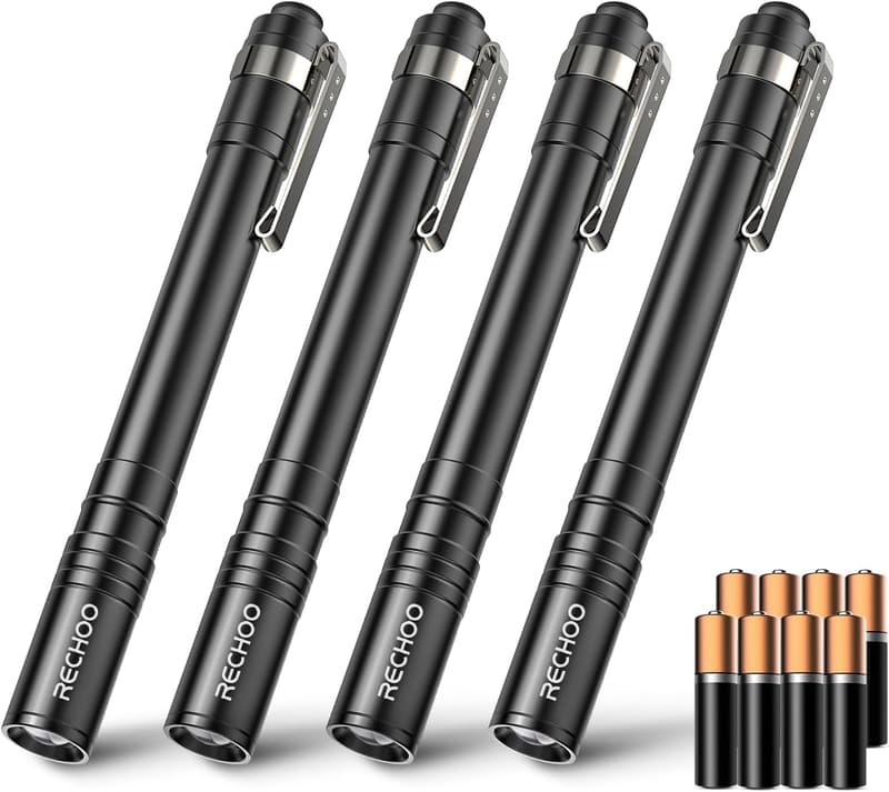 Portable LED Pen Flashlights - 4 Pack, Waterproof, Lightweight
