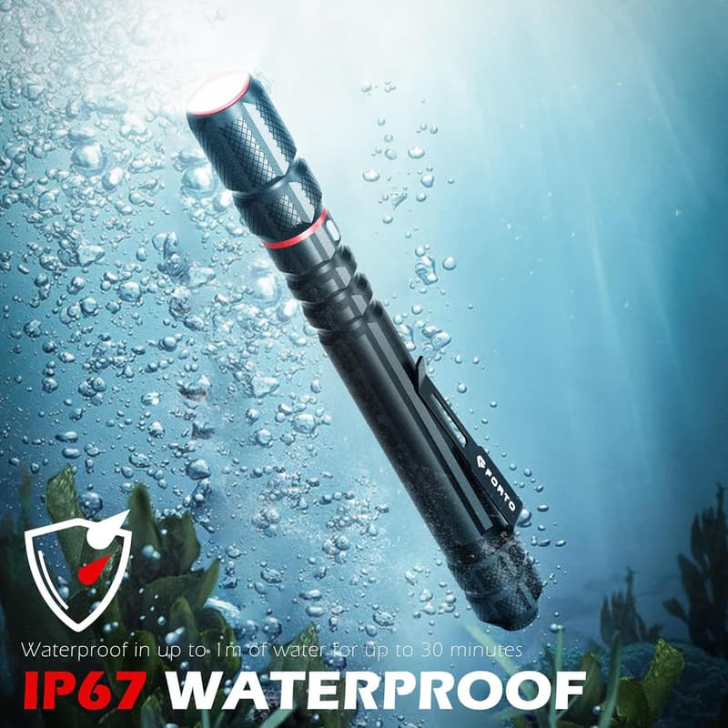 Rechargeable 400 Lumens Pocket Flashlight - IP67 Waterproof (2 Pack)