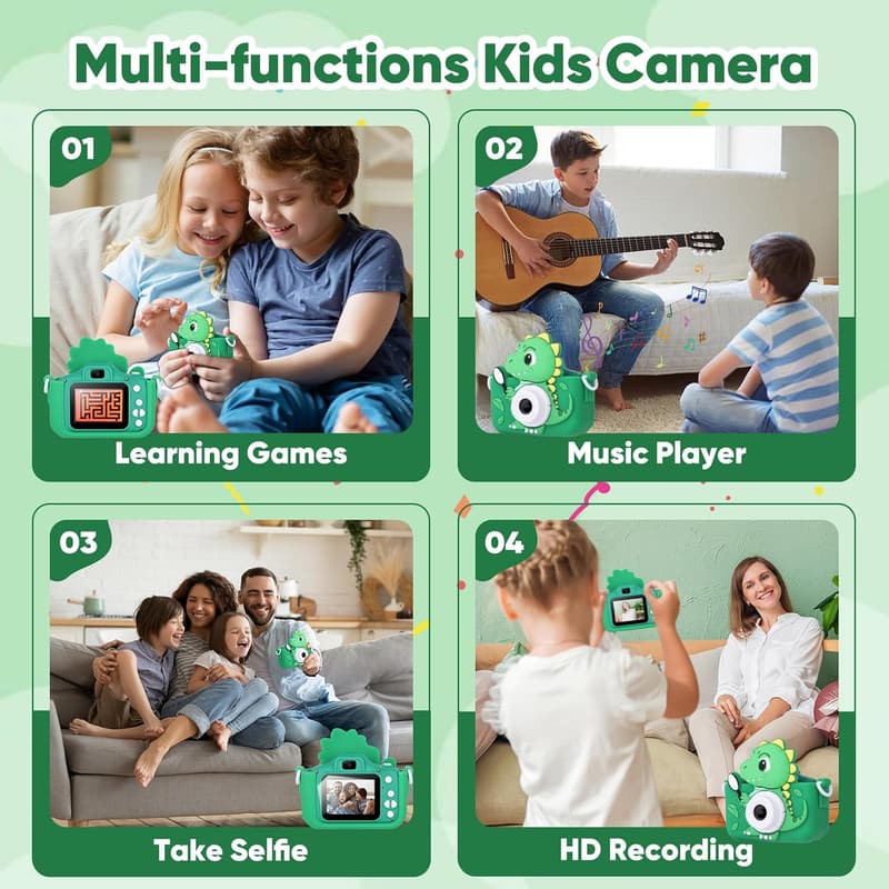 Kids 1080P HD Dinosaur Digital Camera for Ages 3-12