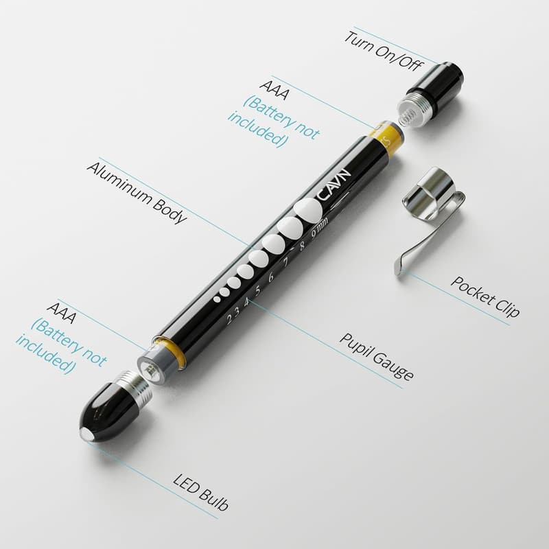 LED Penlight with Pupil Gauge for Nurses and Doctors (2-Pack)
