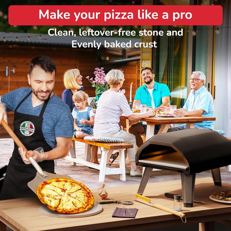 Pizza Oven Accessory Bundle with Stone Brush, Scraper, and Fork