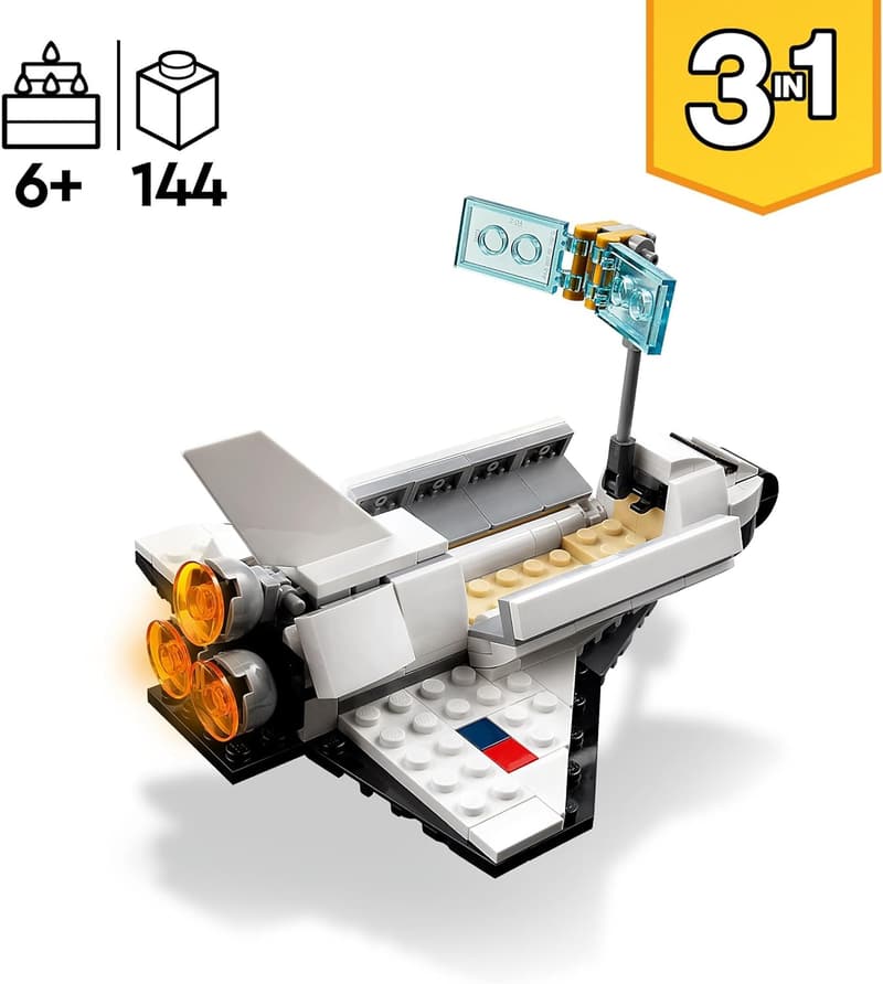 3-in-1 Space Shuttle LEGO Building Set for Kids, Ages 6+