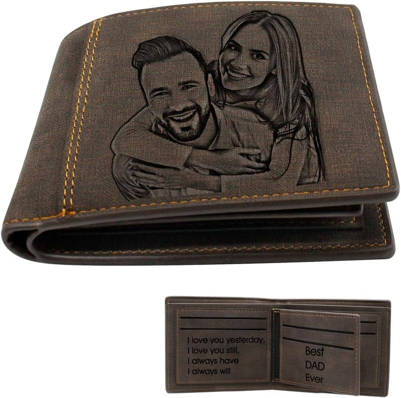 Personalized Trifold Photo Wallet for Men - Custom Engraved Gift