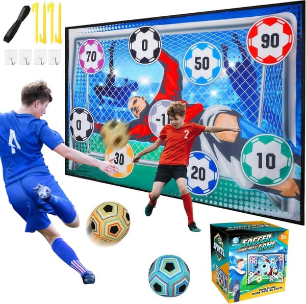 Indoor/Outdoor Soccer Ball Game Set for Kids with 2 Balls & Target