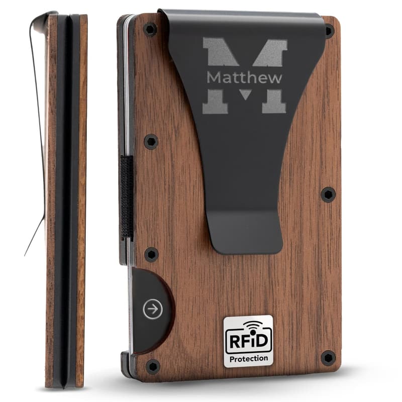 Personalized Slim Wallet for Men - Engraved Gift for Him