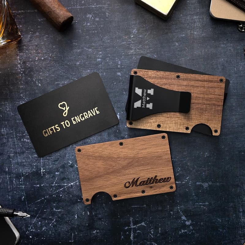 Personalized Slim Wallet for Men - Engraved Gift for Him