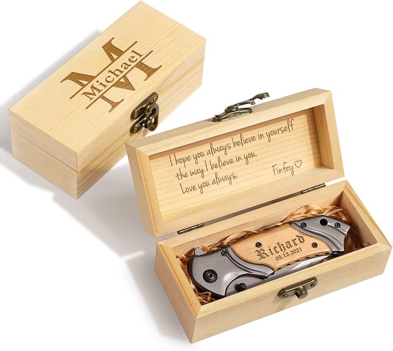 Engraved Pocket Knife in Box - Ideal Gift for Dad or Husband