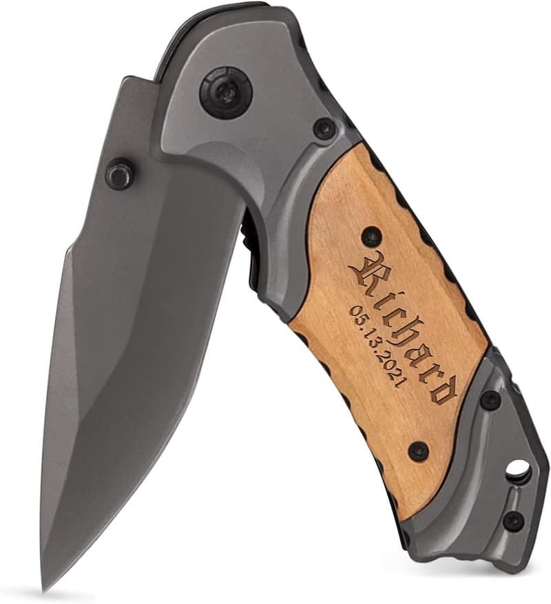 Engraved Pocket Knife in Box - Ideal Gift for Dad or Husband