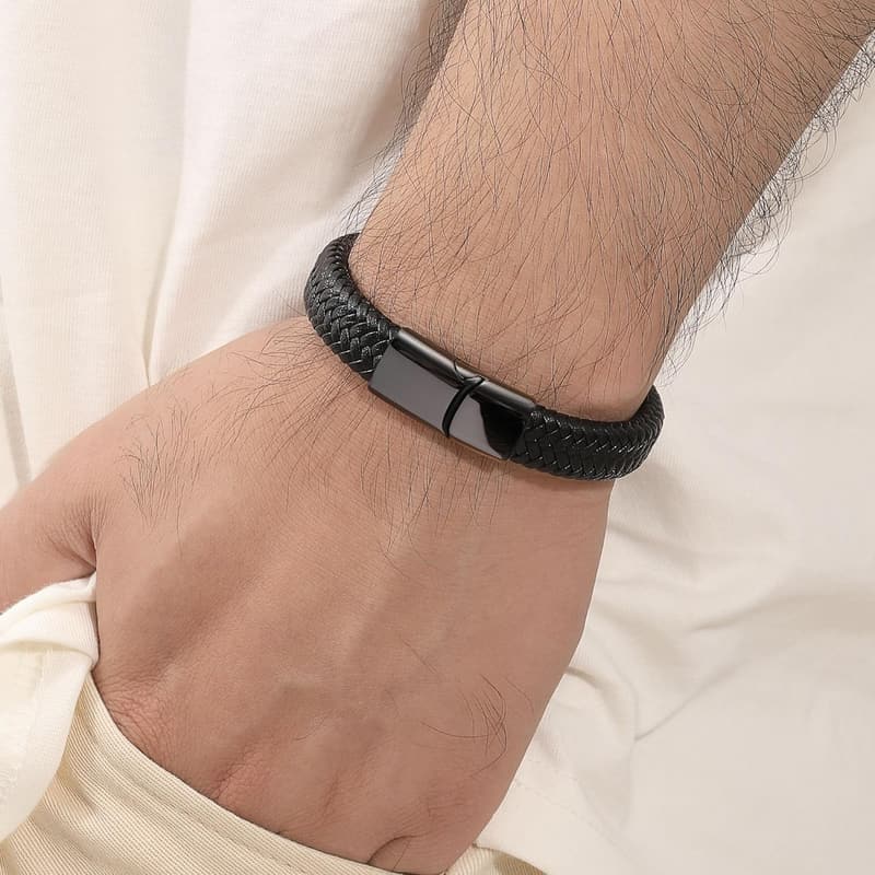 Men's Leather Infinity Bracelet - I Love You Gift for Dad