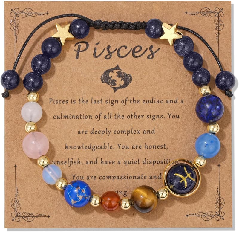 Zodiac Bracelet Set for Couples - Healing Crystal Stone Beads