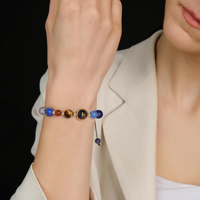 Zodiac Bracelet Set for Couples - Healing Crystal Stone Beads