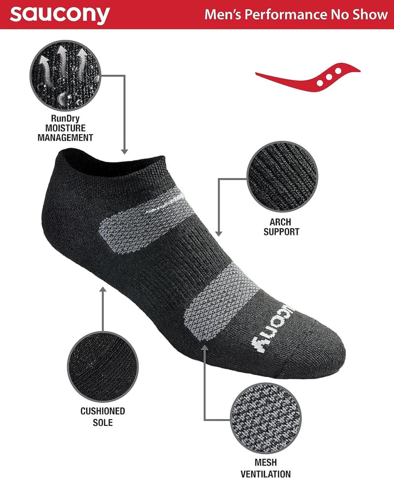 Men's Performance No-Show Socks, Comfort Fit, 6-18 Pairs