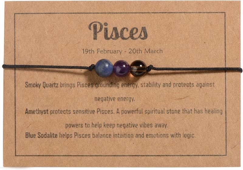 Zodiac Bracelets for Couples - 6mm Natural Stone Healing Gems