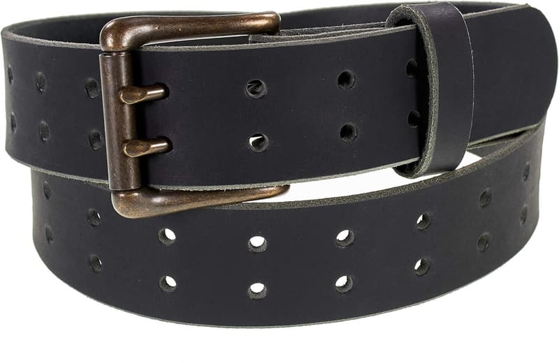 Handmade Men's Retro Leather Belt with Antique Brass Buckle