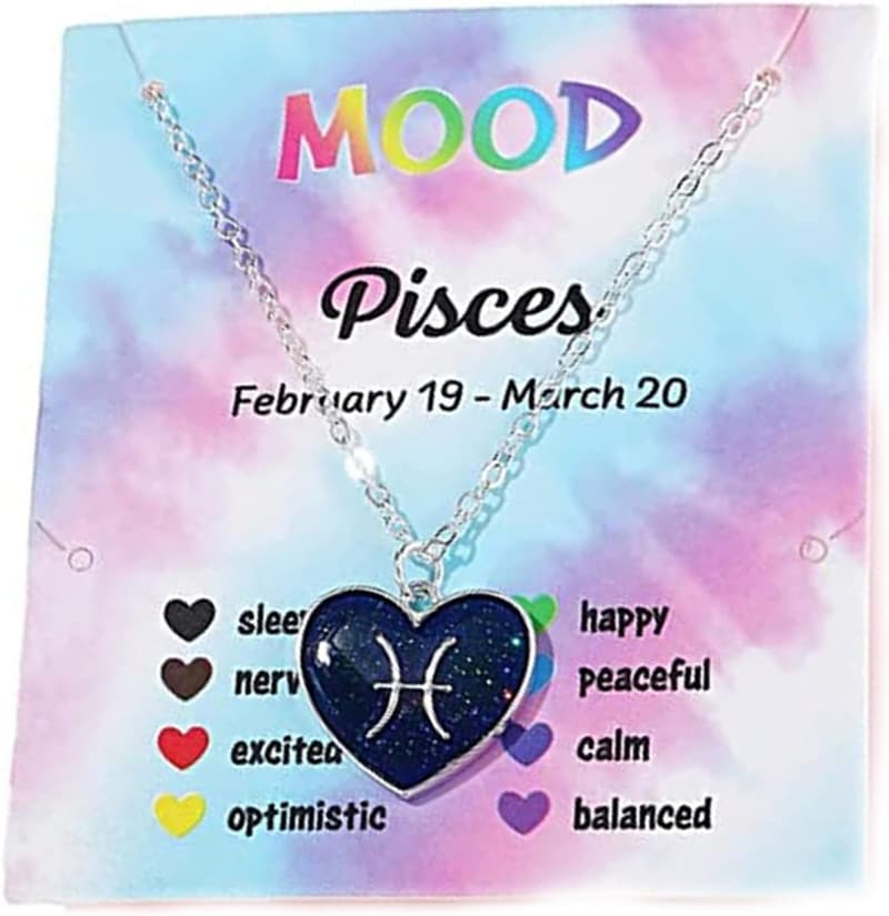 Zodiac Heart Pendant Necklace with Adjustable Chain for Astrology