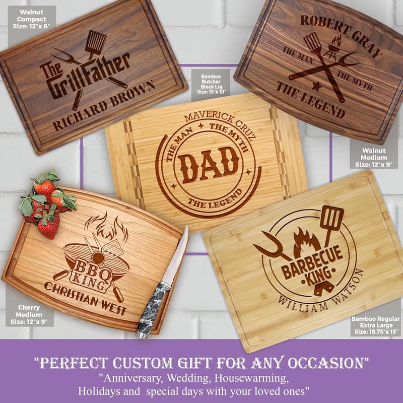 Personalized Cutting Board for Father's Day - Custom Grilling Gift