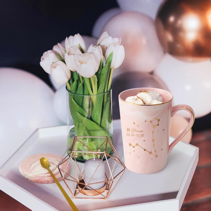 Pisces Constellation Mug for Women - Pink 14 Oz Gift Box