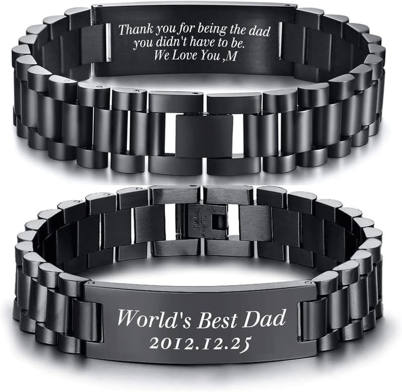 Personalized Stainless Steel Link Bracelet for Men