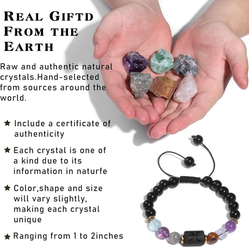 Zodiac Healing Crystal Jewelry Set for Women with Horoscope Box