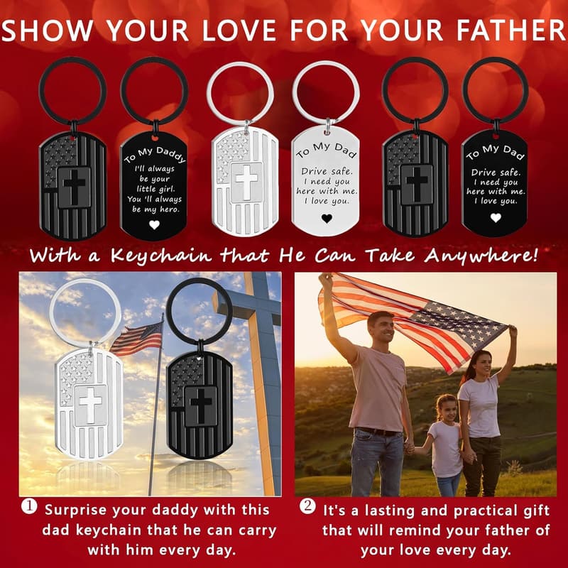 Father's Day Keychain for Men - Religious Keepsake Gift