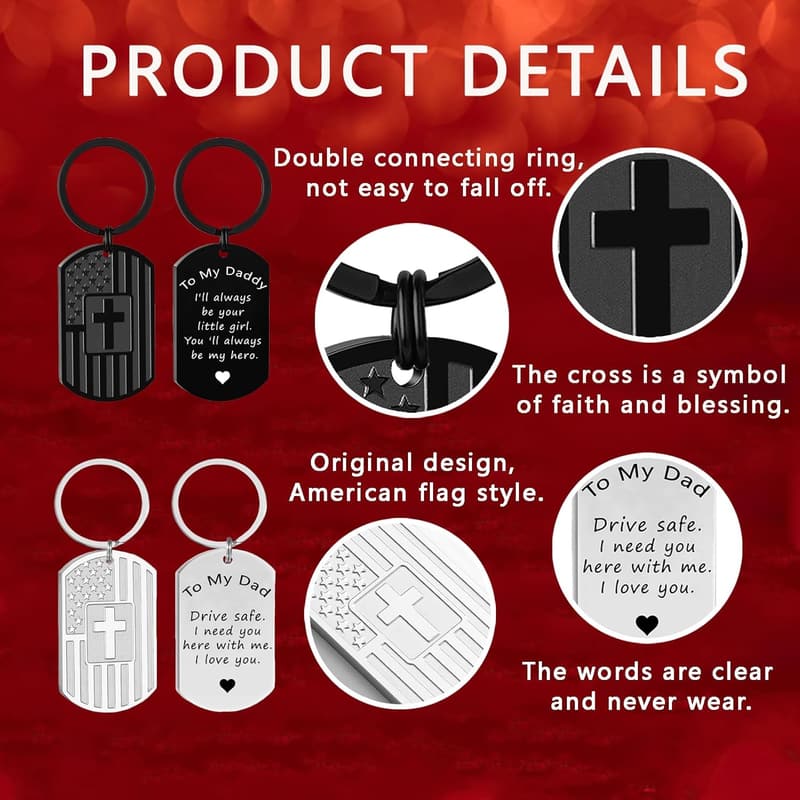 Father's Day Keychain for Men - Religious Keepsake Gift