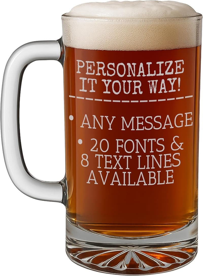 Custom Engraved 16oz Beer Mug - Perfect Gift for Dad