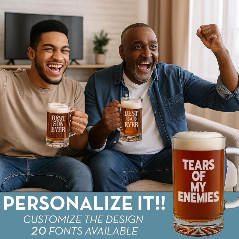 Custom Engraved 16oz Beer Mug - Perfect Gift for Dad