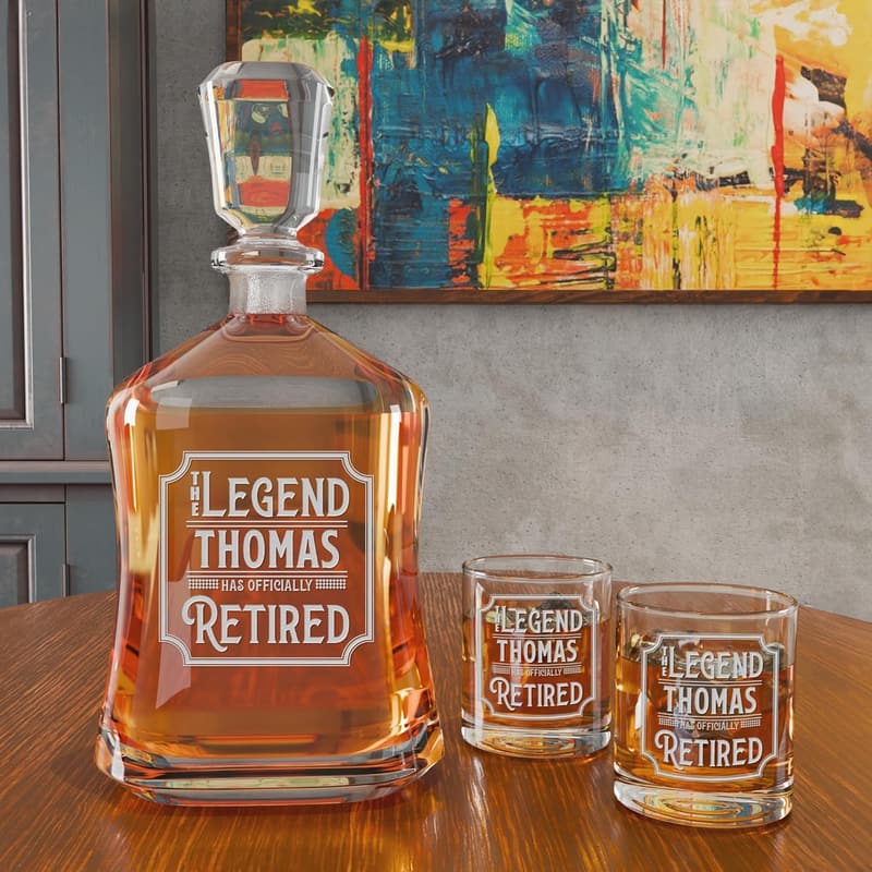Personalized Decanter for Men's Retirement - Custom Engraved 2025