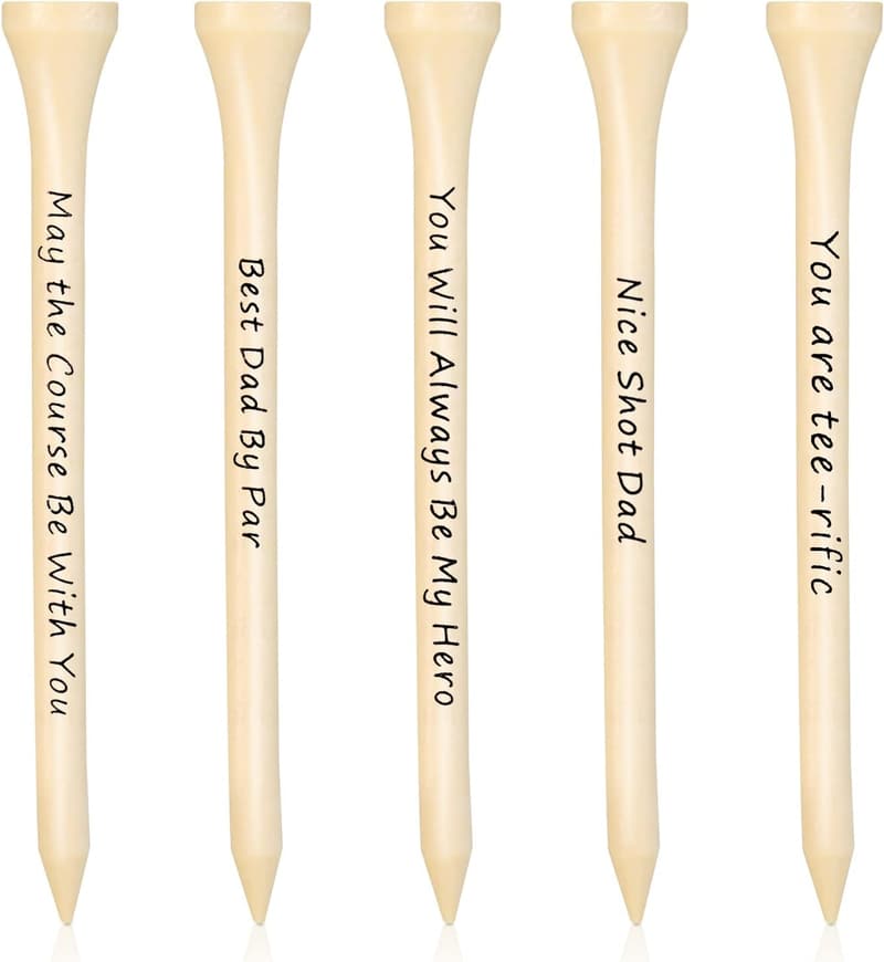 Father's Day Wooden Golf Tees Set - 60 Pcs with Fun Sayings