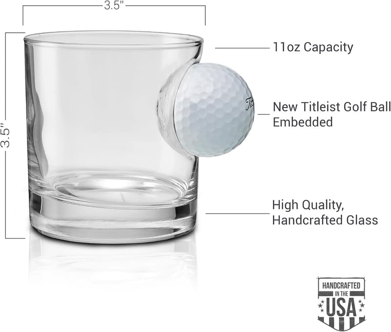 Golf Ball Rocks Glass - 11oz, Made in the USA