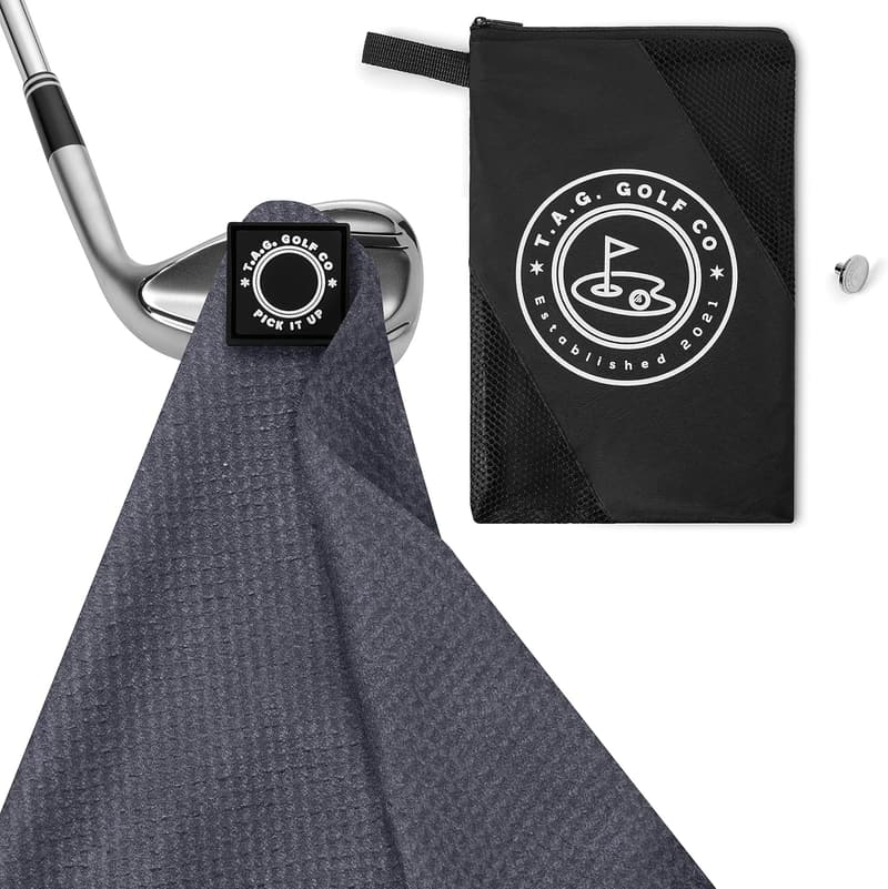 Charcoal Magnetic Golf Towel by T.A.G. Golf