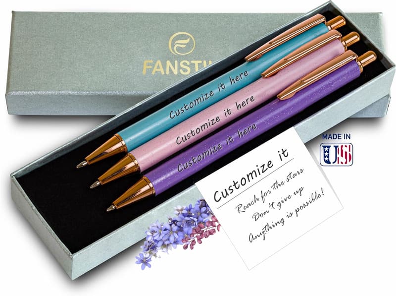 Personalized Luxury Ballpoint Pens Set in Pastel Colors for Women
