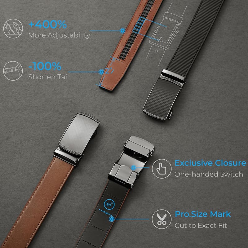 Customizable Leather Ratchet Belt for Men