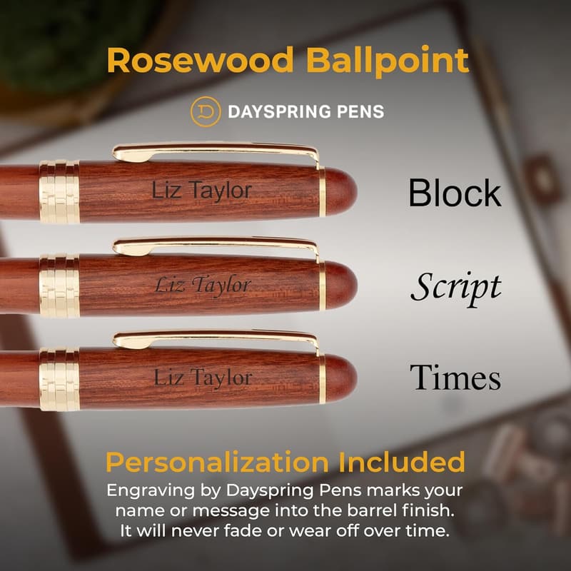 Personalized Deluxe Rosewood Pen & Pencil Set with Case