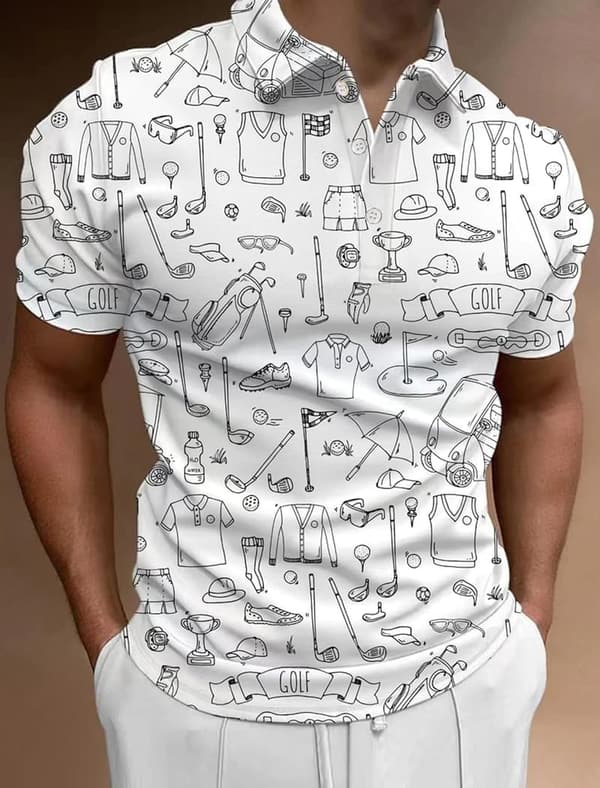 Men's Hawaiian Golf Polo Shirt - Funny Dry Fit
