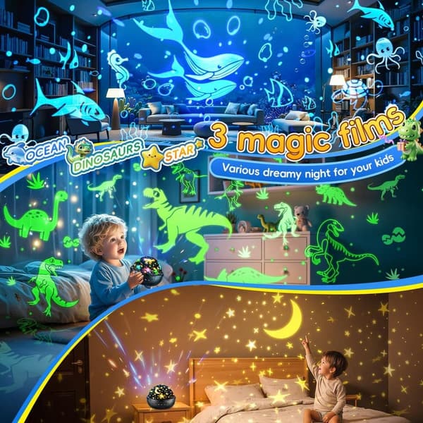 Dinosaur Night Light Projector for Kids 3-10, 31 Colors & Timer