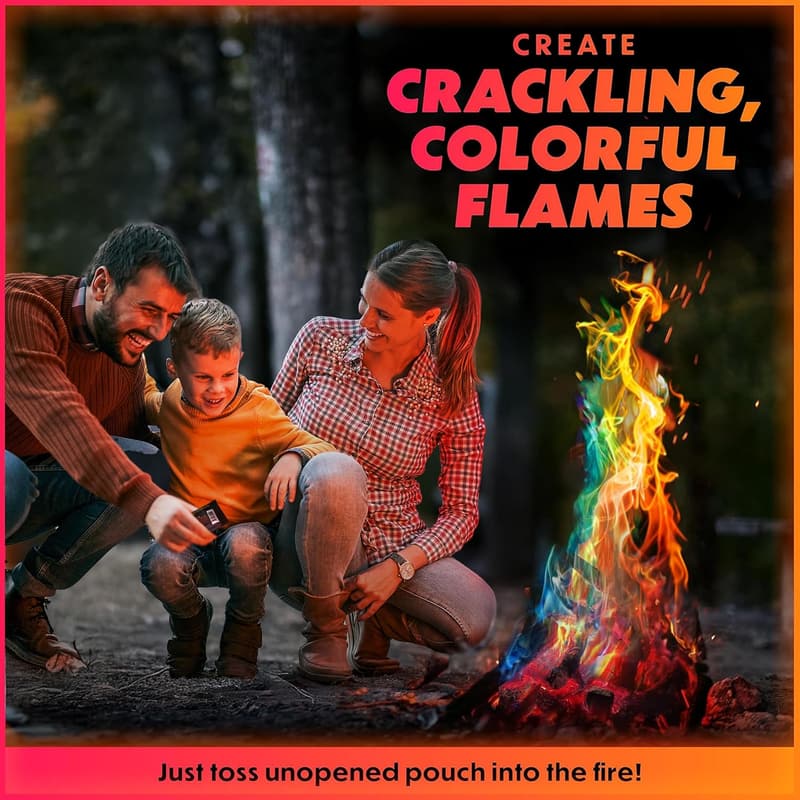 Color Changing Flame Packets - 25 Pack for Fire Pits & Campfires