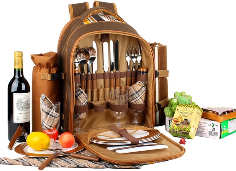 Picnic Backpack for 4 with Cooler & Blanket - Perfect Family Gift