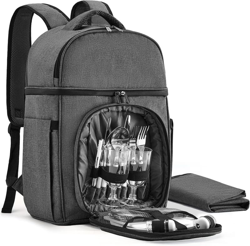 Picnic Set for Two with Insulated Cooler & Blanket