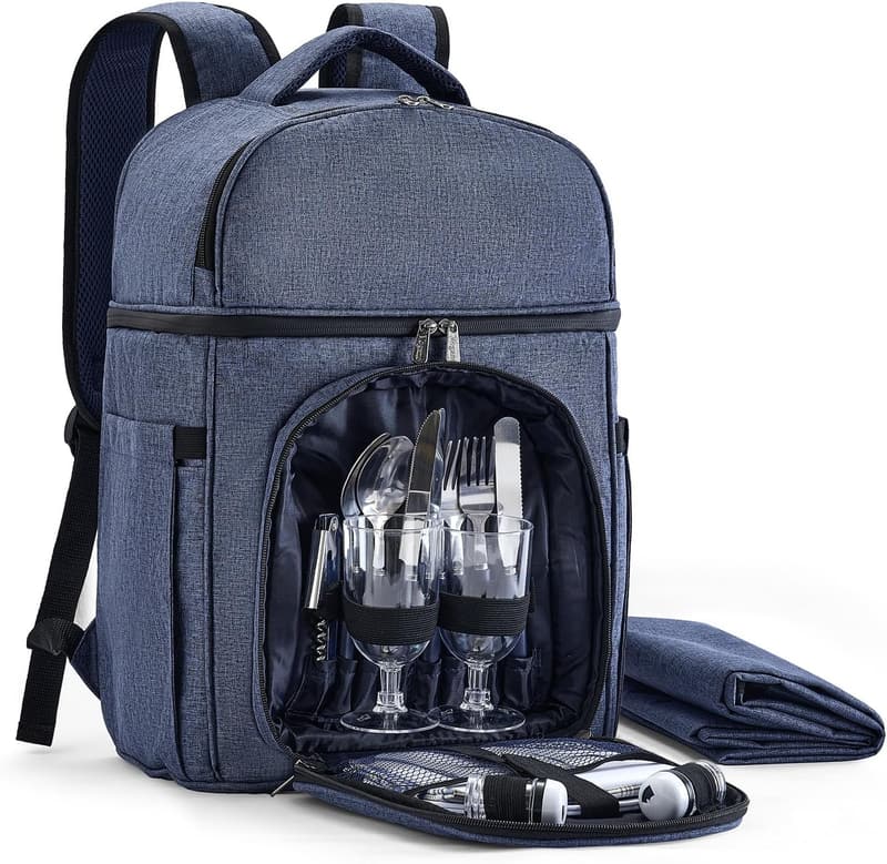 Couples' Picnic Set with Insulated Cooler & Blanket
