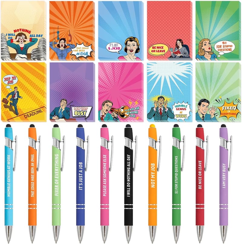 Humorous Notepad and Pen Set for Office Gag Gifts - 20 盒