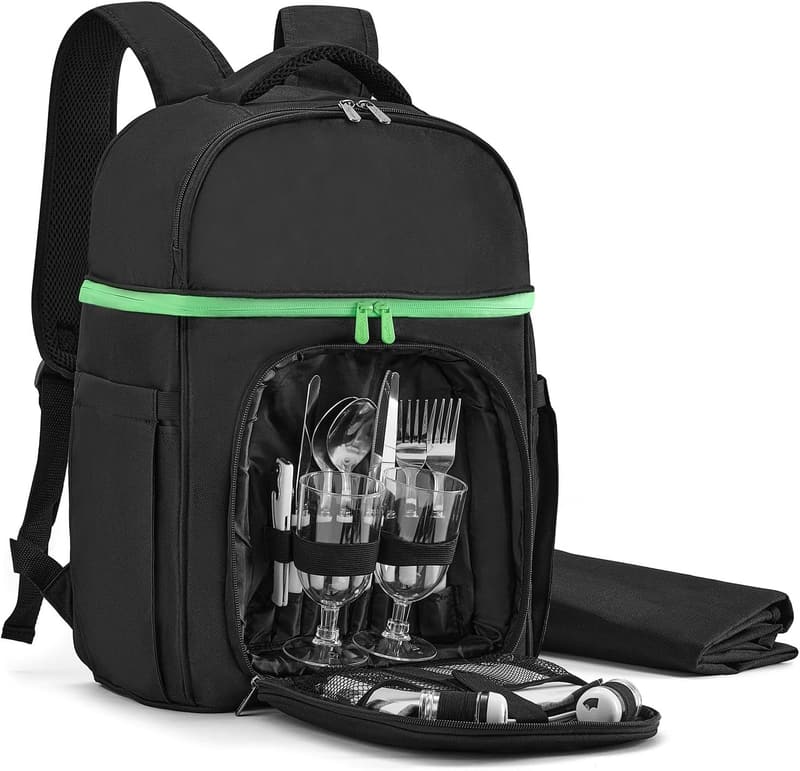 Picnic Set for Two with Cooler, Blanket, and Cutlery – Ideal Wedding Gift