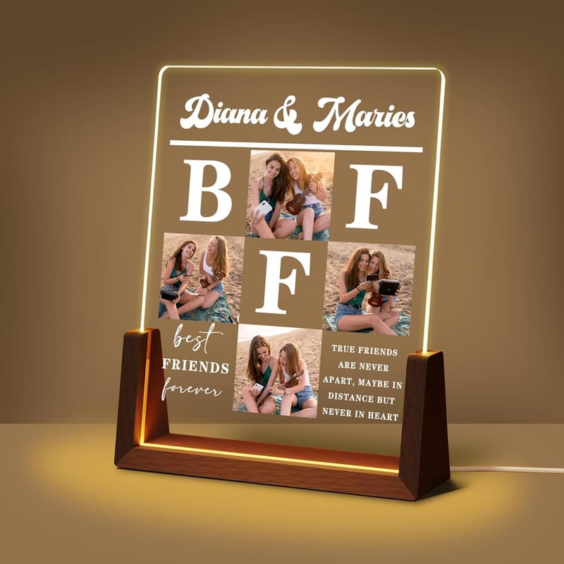 Birthday Gift for Women: Custom Acrylic Night Light Frame