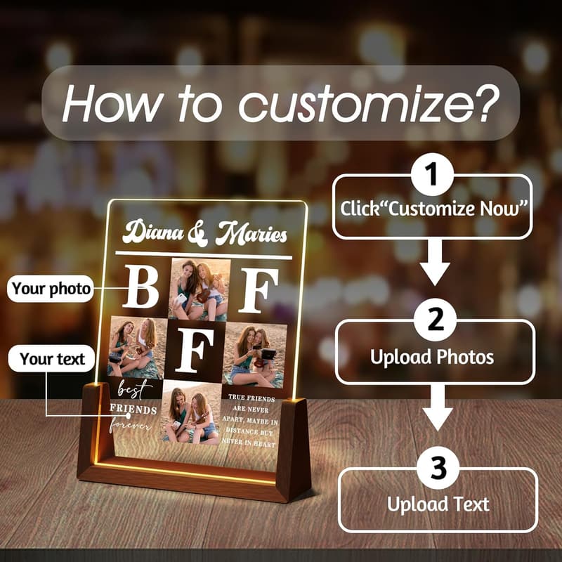 Birthday Gift for Women: Custom Acrylic Night Light Frame