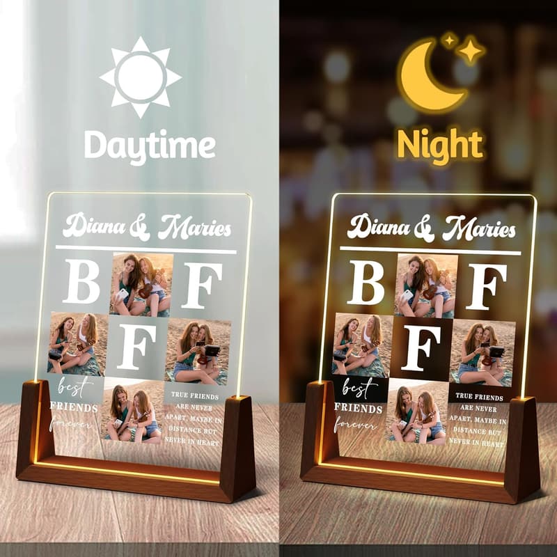 Birthday Gift for Women: Custom Acrylic Night Light Frame