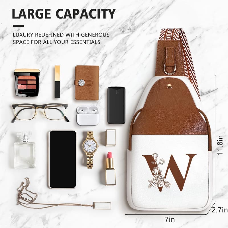 Personalized Leather Crossbody Bag for Travel - Gift for Women