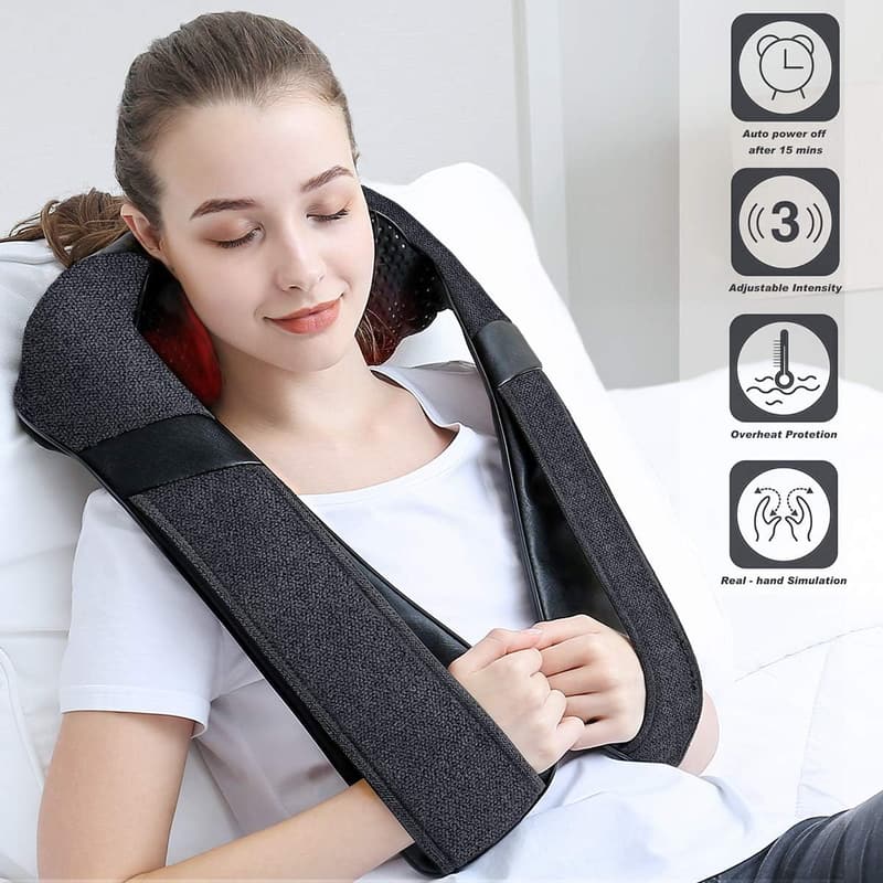Ergonomic Shiatsu Neck & Back Massager with Heat