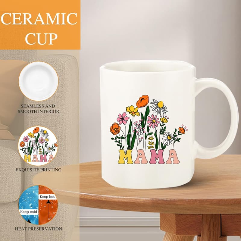 Mom's Birthday Gift Set: 11oz Mug & Necklace with Tote Bag