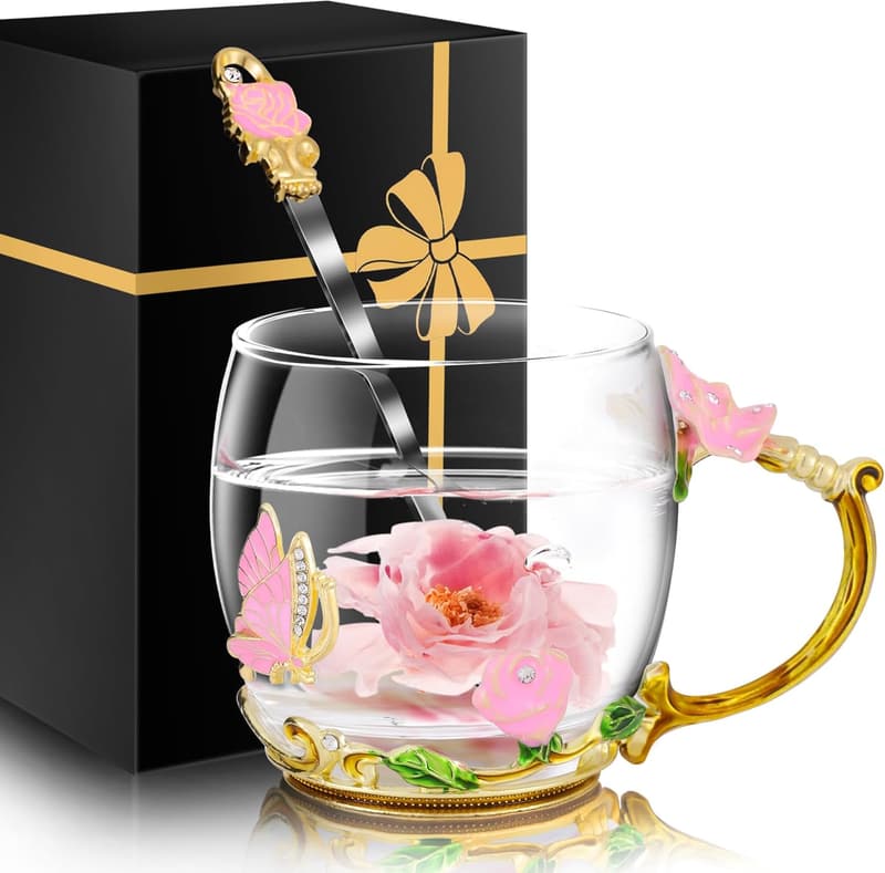 Cute Glass Tea Coffee Mug for Girls - Birthday Gift