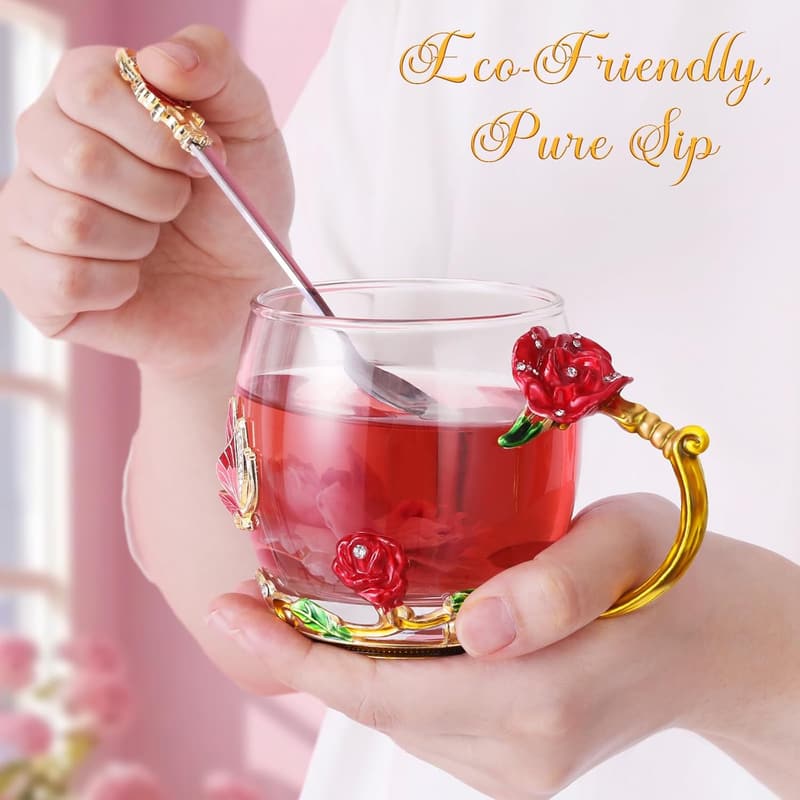 Cute Glass Tea Coffee Mug for Girls - Birthday Gift
